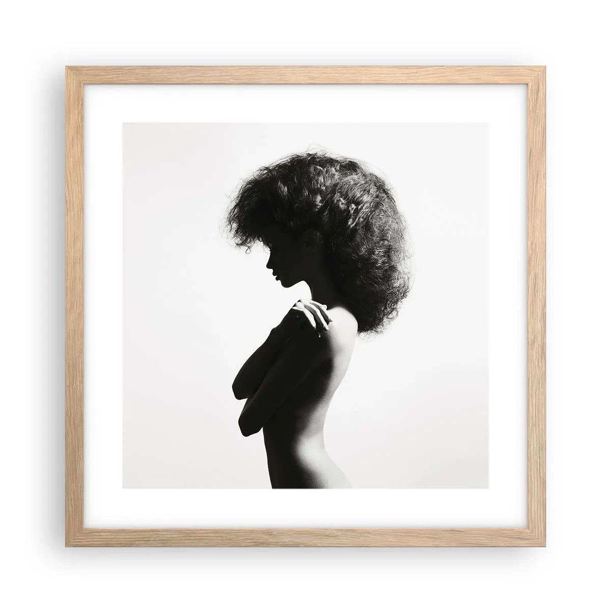 Póster en marco roble claro - Como una flor en un tallo delgado - 40x40 cm