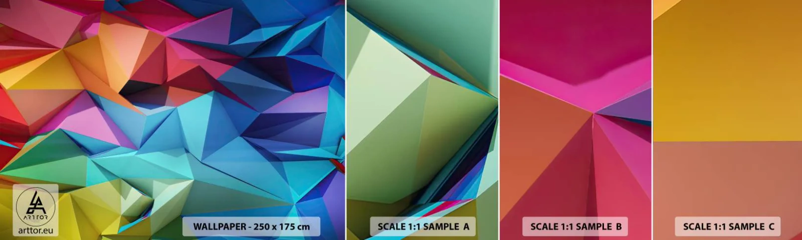 Muestra De Fotomural Standard Eco - Origami arco iris - Abstracción, 3D, Gráficos - 100x30 cm