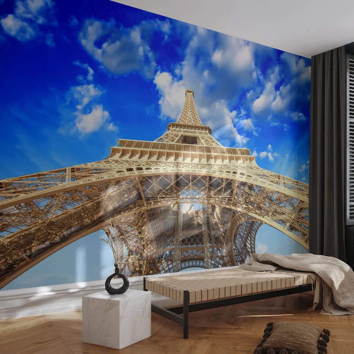 Fotomural Autadhesivo Deluxe Sticker - Alcanzando el cielo y las nubes - Ciudad, París, Torre Eiffel - 150x105 cm