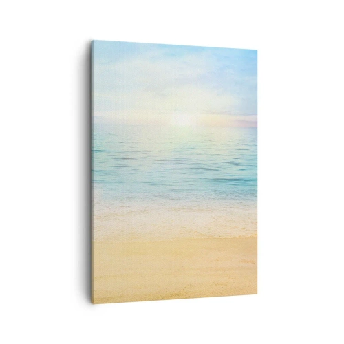 Cuadro sobre lienzo - Impresión de Imagen - Una playa con mar turquesa y cielo despejado. - 50x70cm - Gran cielo azul - Decoración de pared moderna para salón y dormitorio ARTTOR