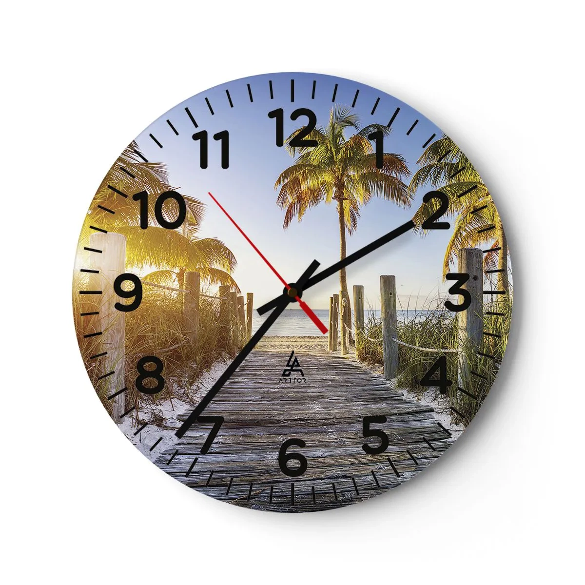 Reloj de pared - Reloj de vidrio - Directo al paraíso - 30x30 cm