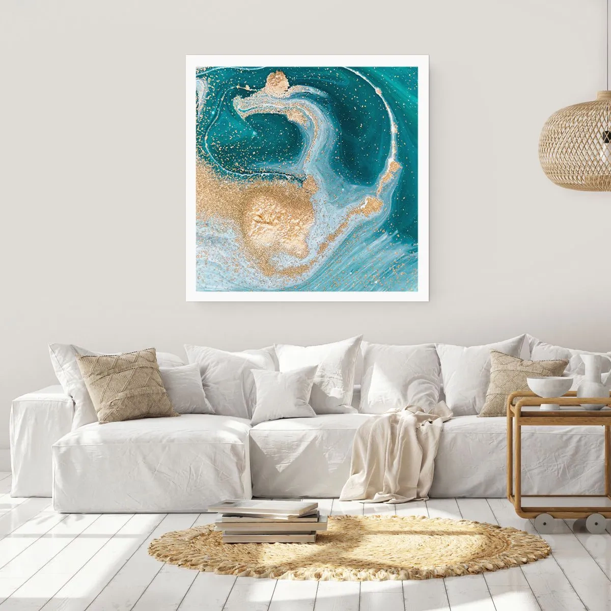 Póster - Un remolino de oro y turquesa - 30x30 cm