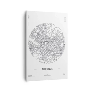 Cuadro sobre lienzo - Impresión de Imagen - Un mapa de Florencia en un estilo minimalista en blanco y negro. - 80x120cm - Anatomía de Florencia - Decoración de pared moderna para salón y dormitorio ARTTOR