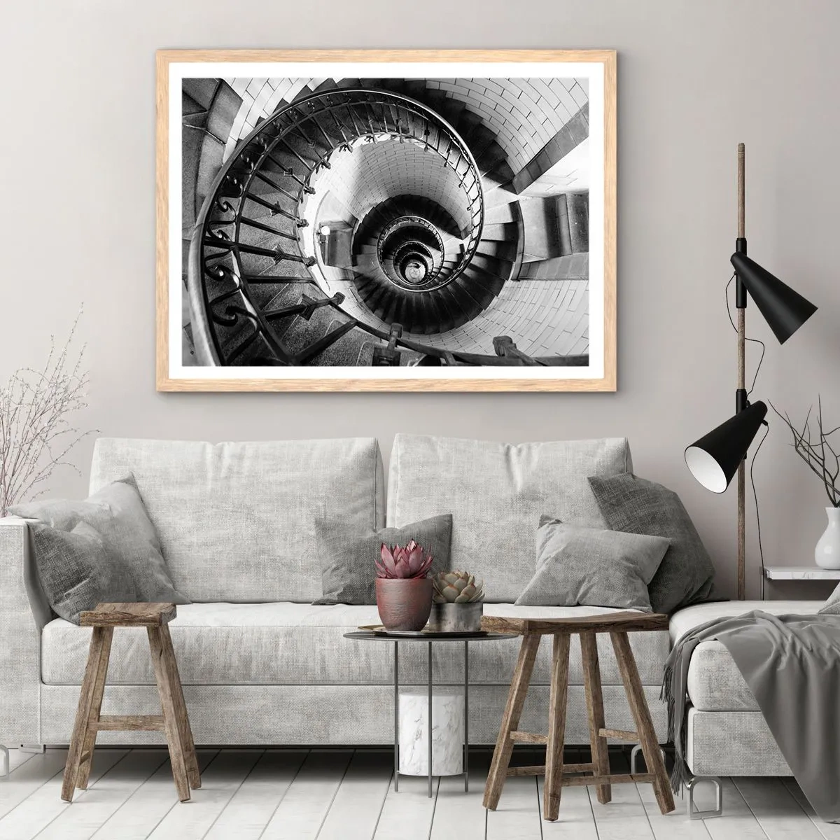 Póster en marco roble claro - Cada vez más alto - 91x61 cm