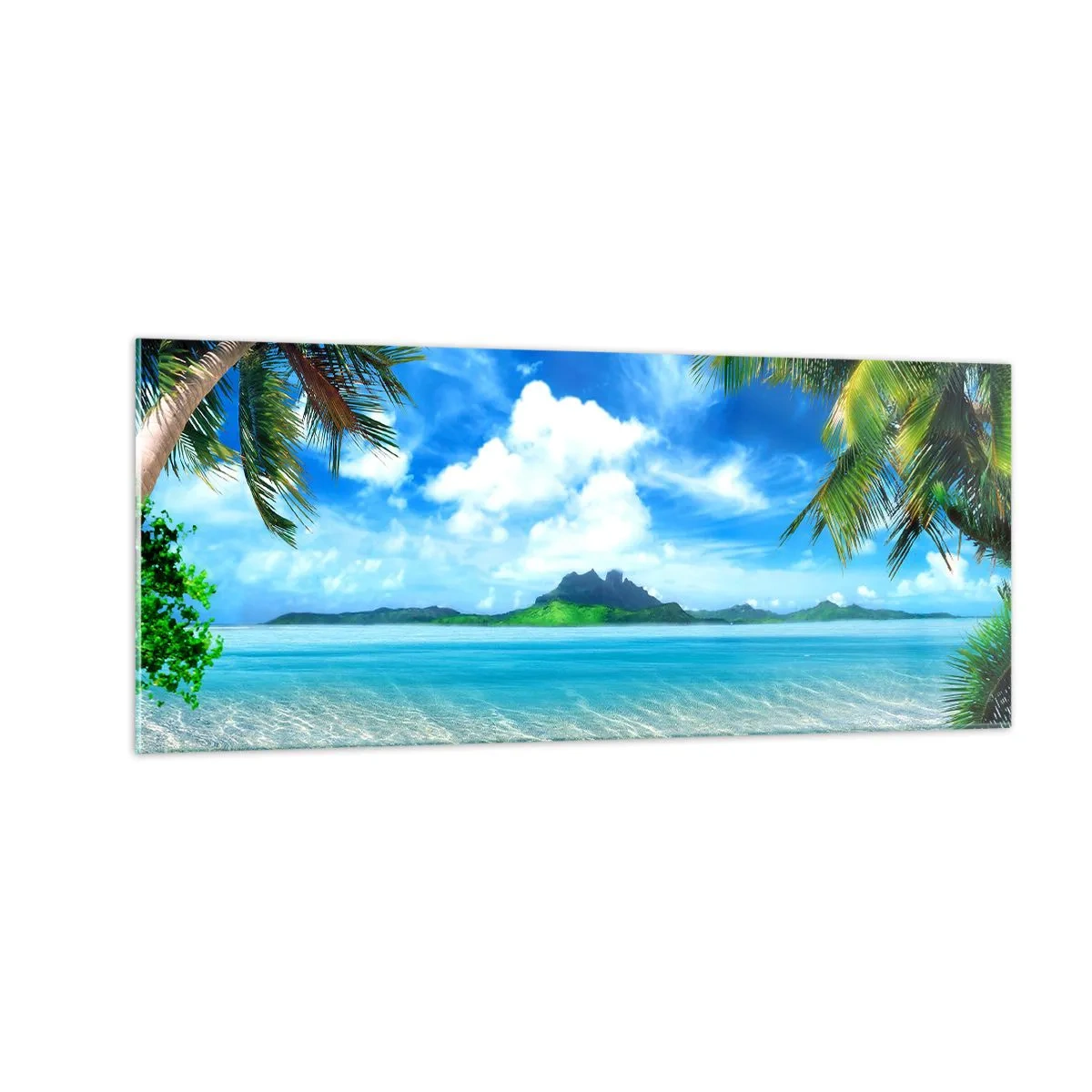 Cuadro sobre vidrio - Impresiones sobre Vidrio - El azul de los trópicos - 100x40 cm
