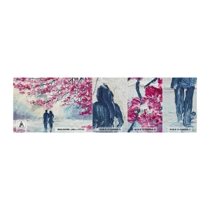 Muestra de fotomural Premium Canvas - Un paseo romántico - París, Torre Eiffel, Pareja enamorada - 100x30 cm