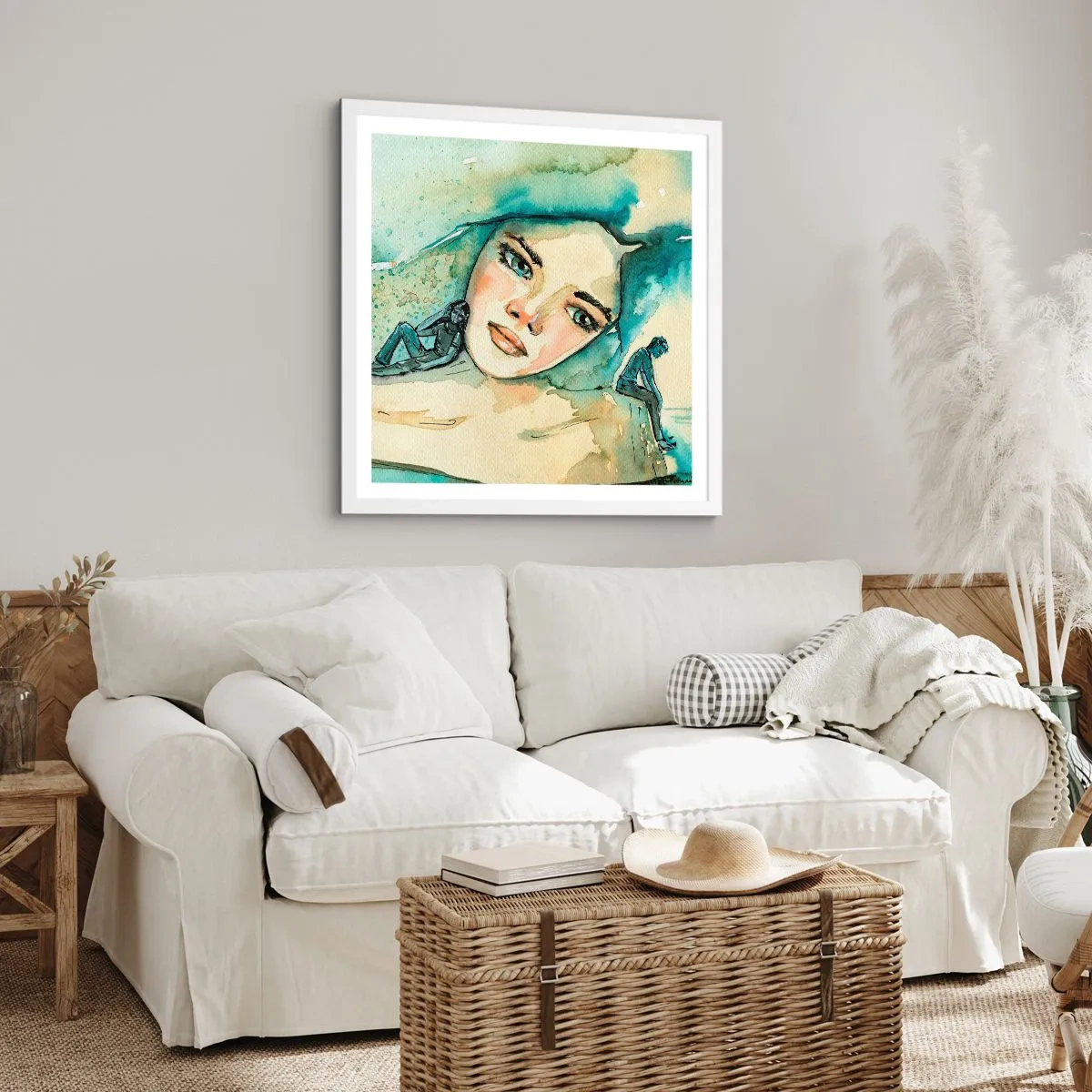 Póster en marco blanco - ¿Soy azul? - 60x60 cm