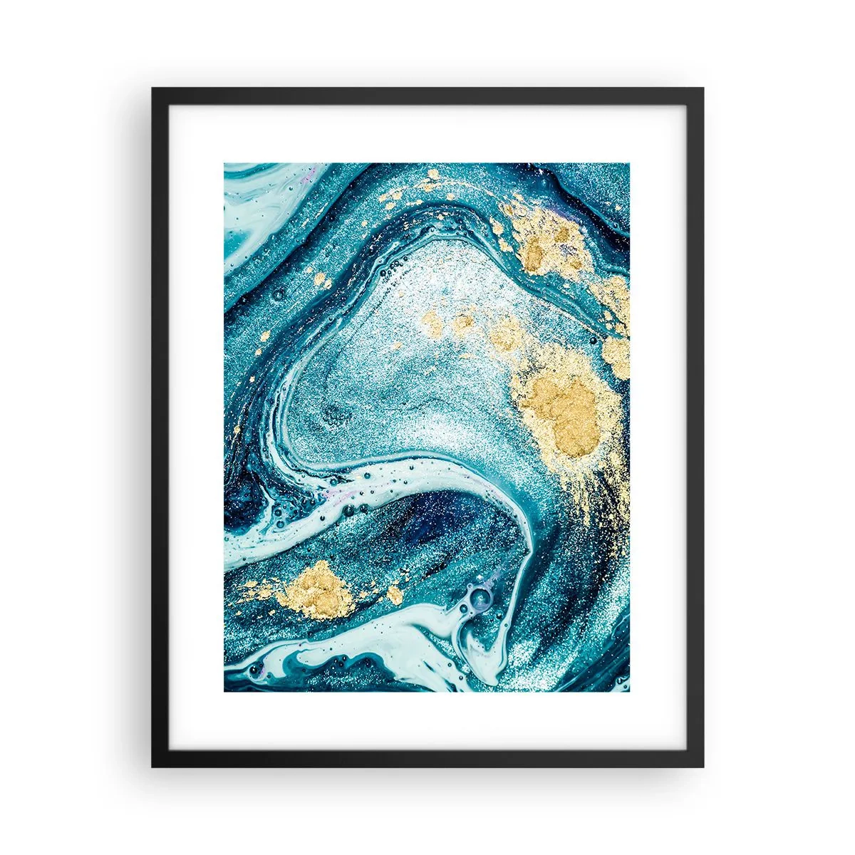 Póster en marco negro - Vórtice azul - 40x50 cm