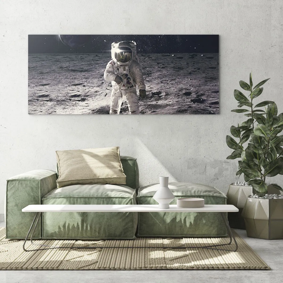 Cuadro sobre vidrio - Impresiones sobre Vidrio - Saludos desde la Luna - 100x40 cm