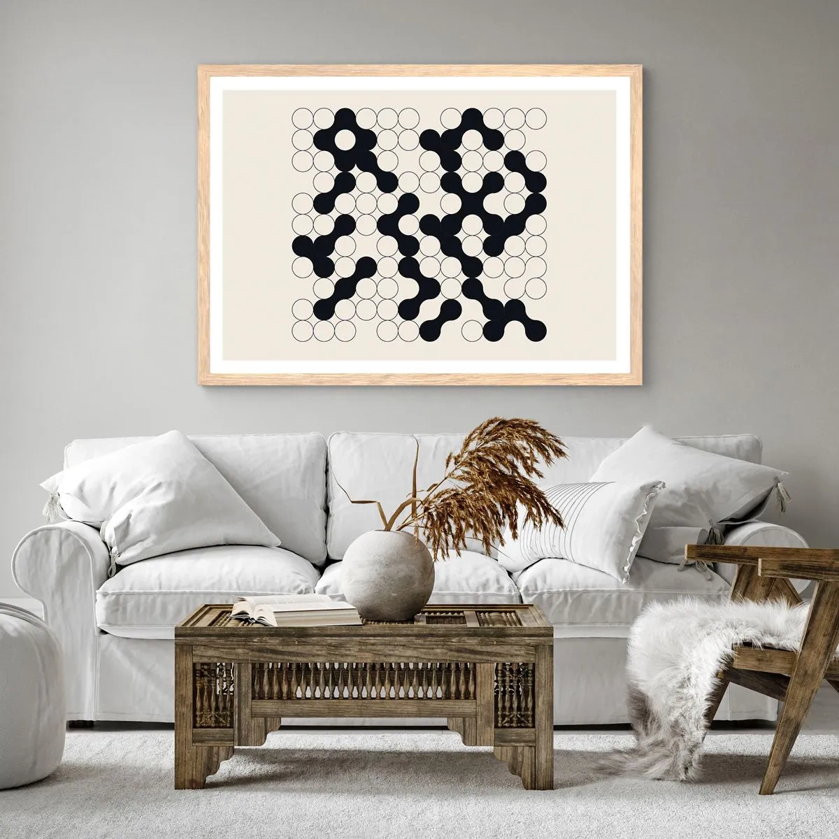 Póster en marco roble claro - Juego chino - una variación - 40x30 cm