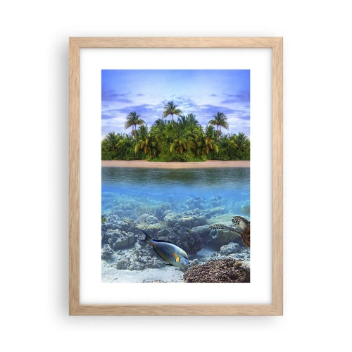 Póster en marco roble claro - Una isla paradisíaca te invita - 30x40 cm