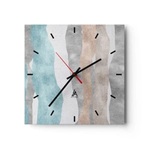 Reloj de pared - Reloj de vidrio - Rayas abstractas en tonos pastel - 30x30cm - Un estudio de la cercanía - Decoración de pared moderna para salón y dormitorio ARTTOR