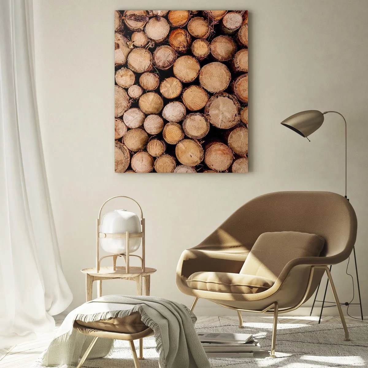 Cuadro sobre vidrio - Impresiones sobre Vidrio - Troncos de árboles dispuestos verticalmente con anillos de crecimiento visibles - 50x70cm - Un nuevo comienzo - Decoración de pared moderna para salón y dormitorio ARTTOR