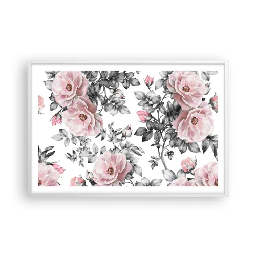 Póster en marco blanco - Entre las rosas - 91x61 cm