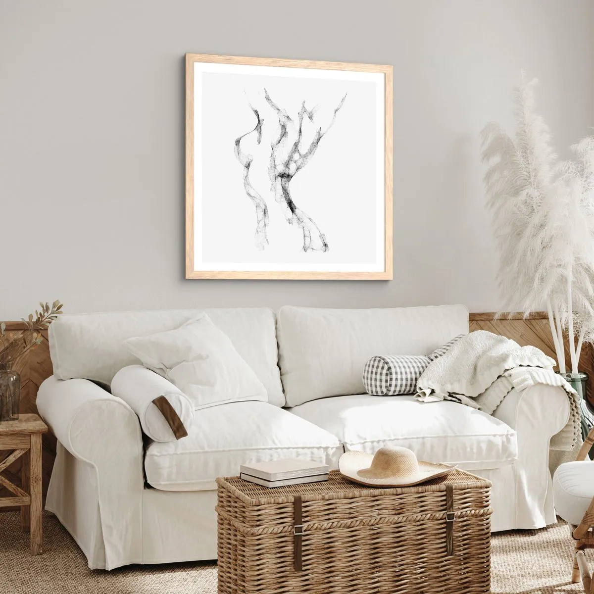 Póster en marco roble claro - Hermosa y fuerte - 30x30 cm