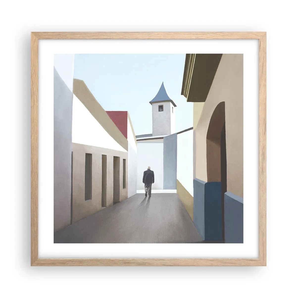 Póster en marco roble claro - Paseo soleado - 50x50 cm