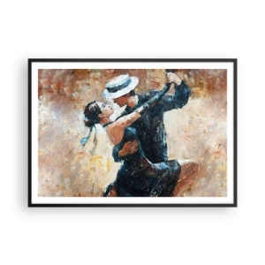 Póster en marco negro - Una pareja bailando tango en un estilo romántico y elegante. - 100x70cm - Estilo Rudolf Valentino - Decoración de pared moderna para salón y dormitorio ARTTOR