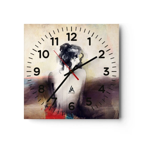 Reloj de pared - Reloj de vidrio - Líneas suaves, formas ovaladas - 40x40 cm