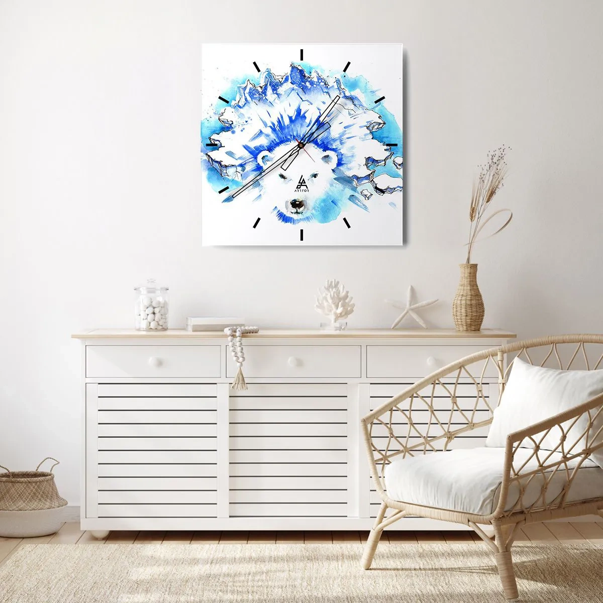 Reloj de pared - Reloj de vidrio - El rey del Ártico con una corona de hielo - 40x40 cm