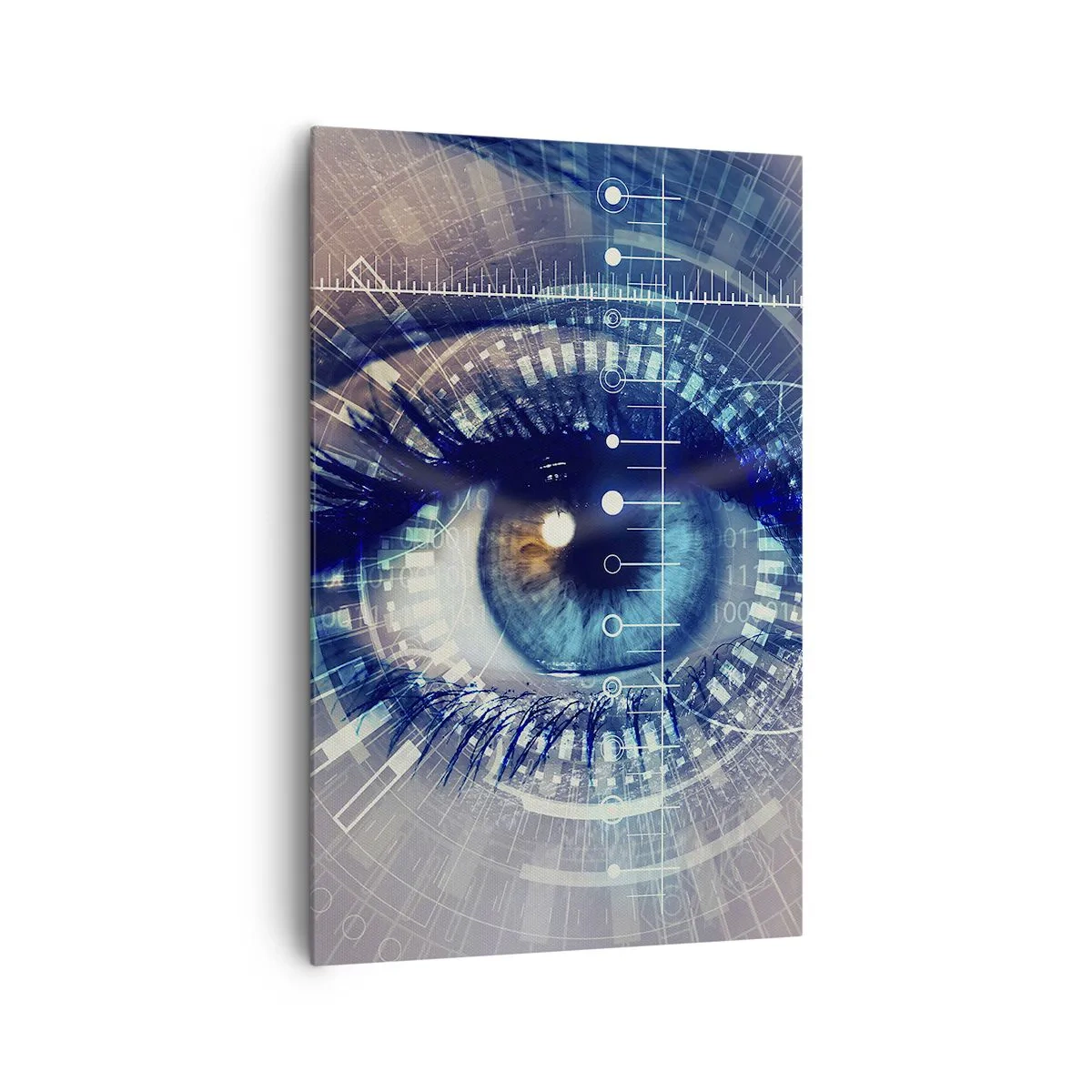 Cuadro sobre lienzo - Impresión de Imagen - Un ojo tecnológico con una interfaz futurista - 80x120cm - Crees que me conoces - Decoración de pared moderna para salón y dormitorio ARTTOR