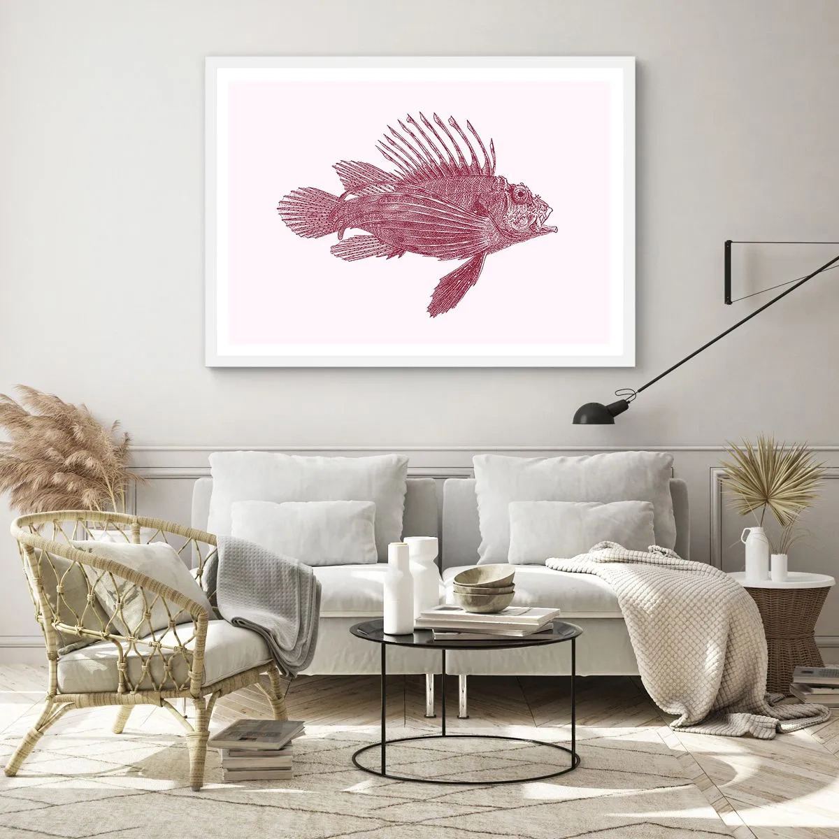 Póster en marco blanco - Un habitante de aguas exóticas - 50x40 cm