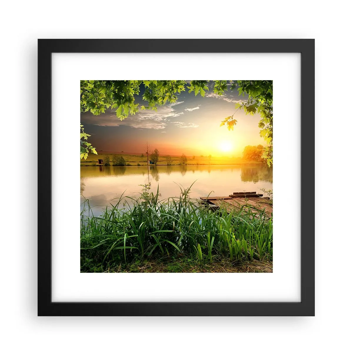 Póster en marco negro - Paisaje en un marco verde - 30x30 cm