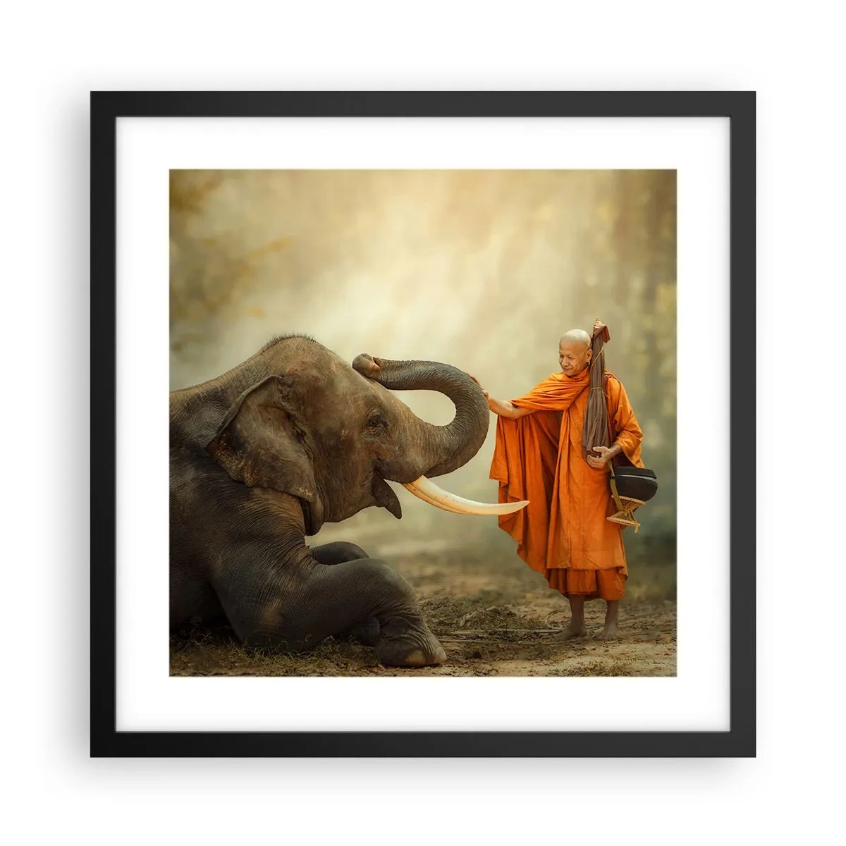 Póster en marco negro - Un encuentro en un viaje - 40x40 cm