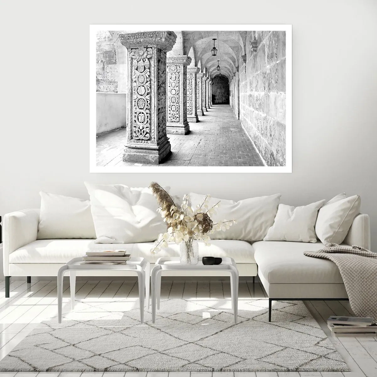 Póster - Columnas históricas en una toma monocromática - 100x70cm - ¿Y adónde nos llevará...? - Decoración de pared moderna para salón y dormitorio ARTTOR