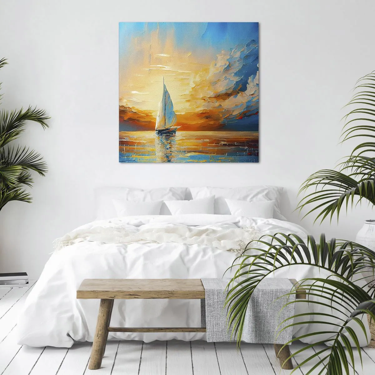 Cuadro sobre lienzo - Impresión de Imagen - Navegando en oro - 30x30 cm