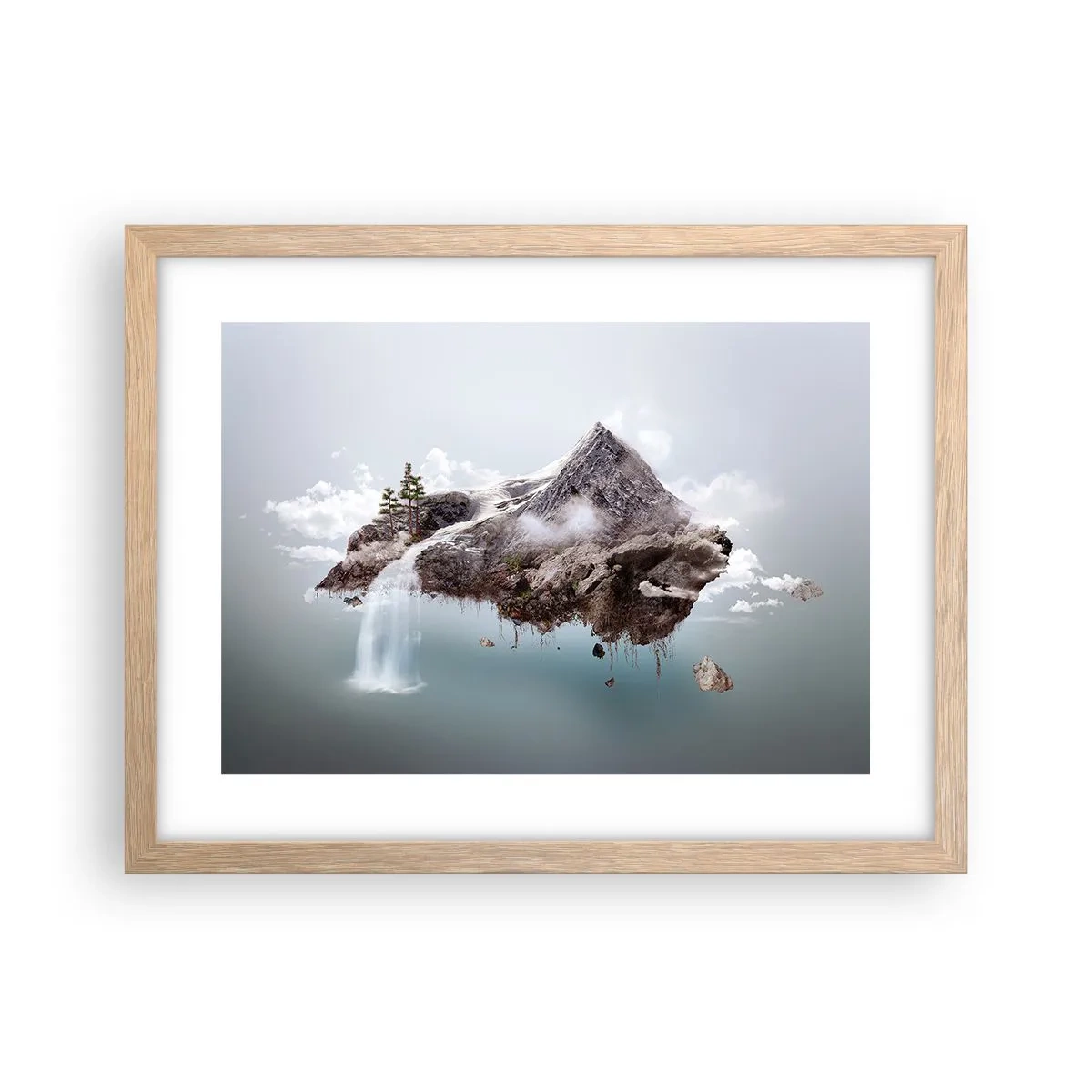 Póster en marco roble claro - Isla surrealista - 40x30 cm