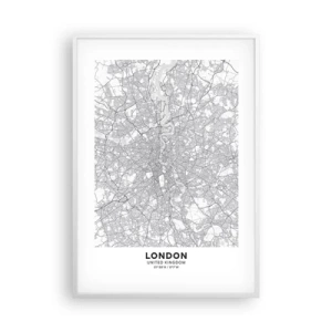 Póster en marco blanco - Un mapa del laberinto de Londres - 70x100 cm