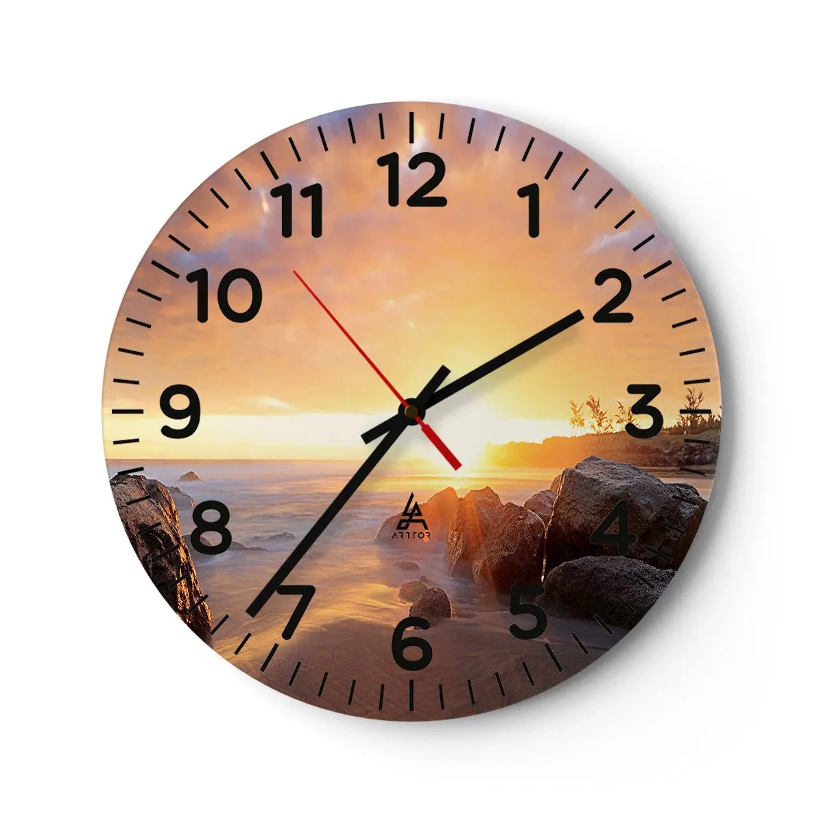Reloj de pared - Reloj de vidrio - Brisa luminosa del atardecer - 30x30 cm