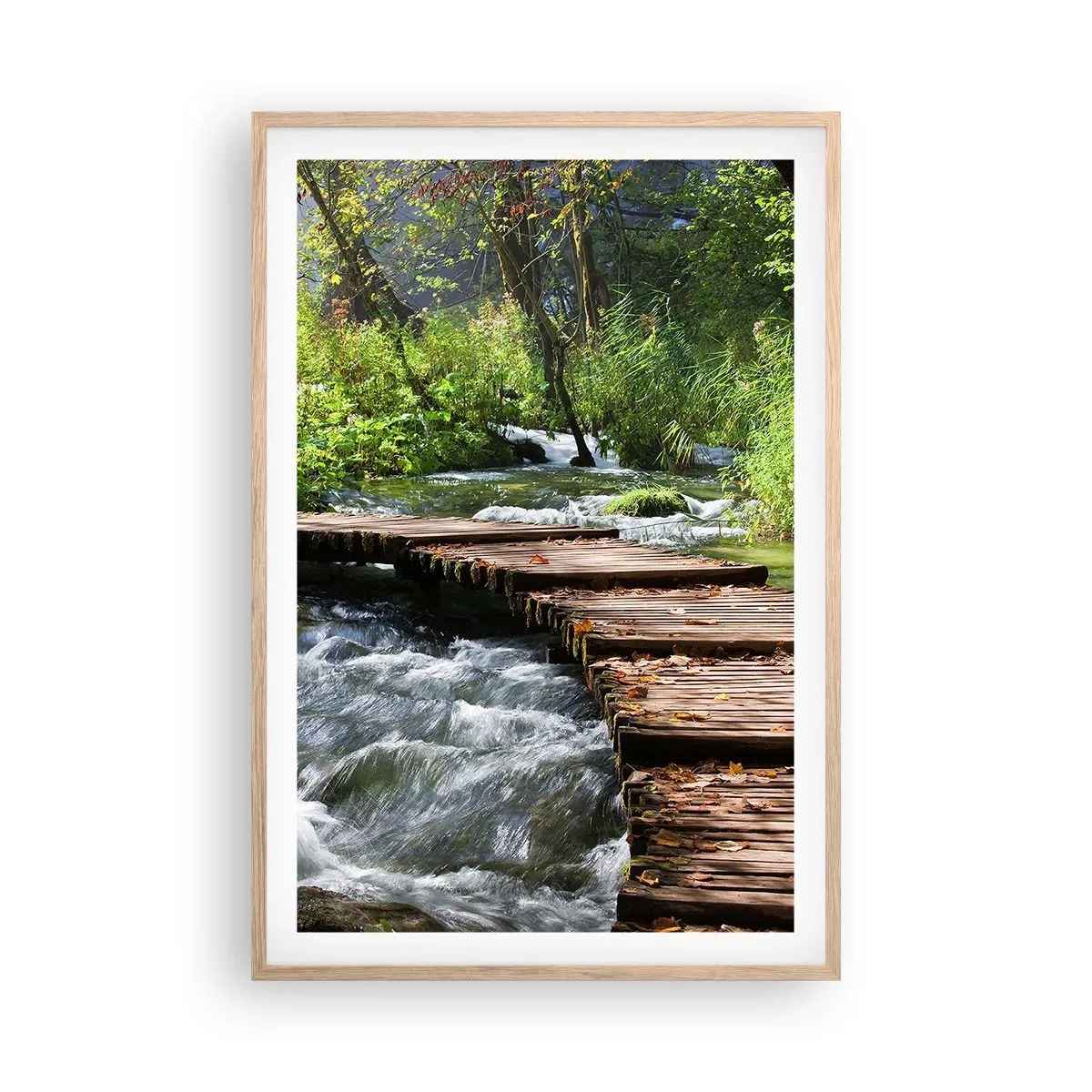 Póster en marco roble claro - Sobre una cascada de espuma - 61x91 cm