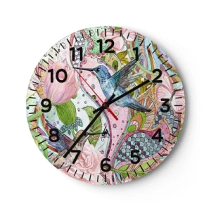 Reloj de pared - Reloj de vidrio - Enredado en las vides - 40x40 cm