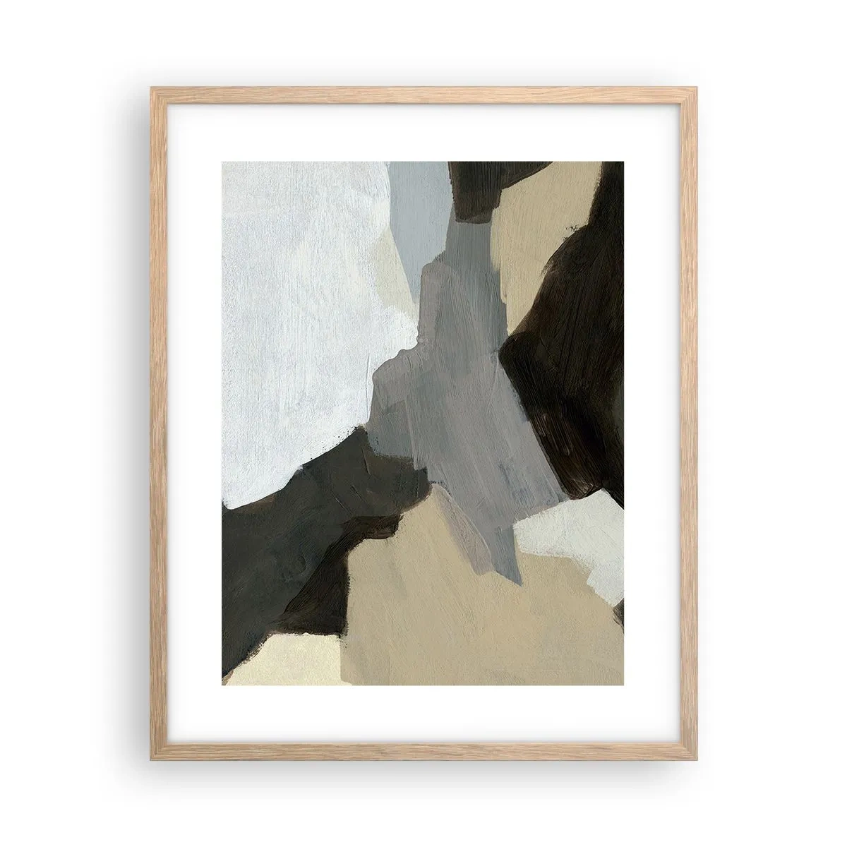 Póster en marco roble claro - Abstracción: partes del gris - 40x50 cm