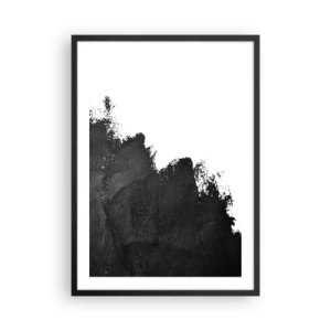 Póster en marco negro - Abstracción minimalista con acento negro sobre fondo blanco. - 50x70cm - Elementos: tierra - Decoración de pared moderna para salón y dormitorio ARTTOR