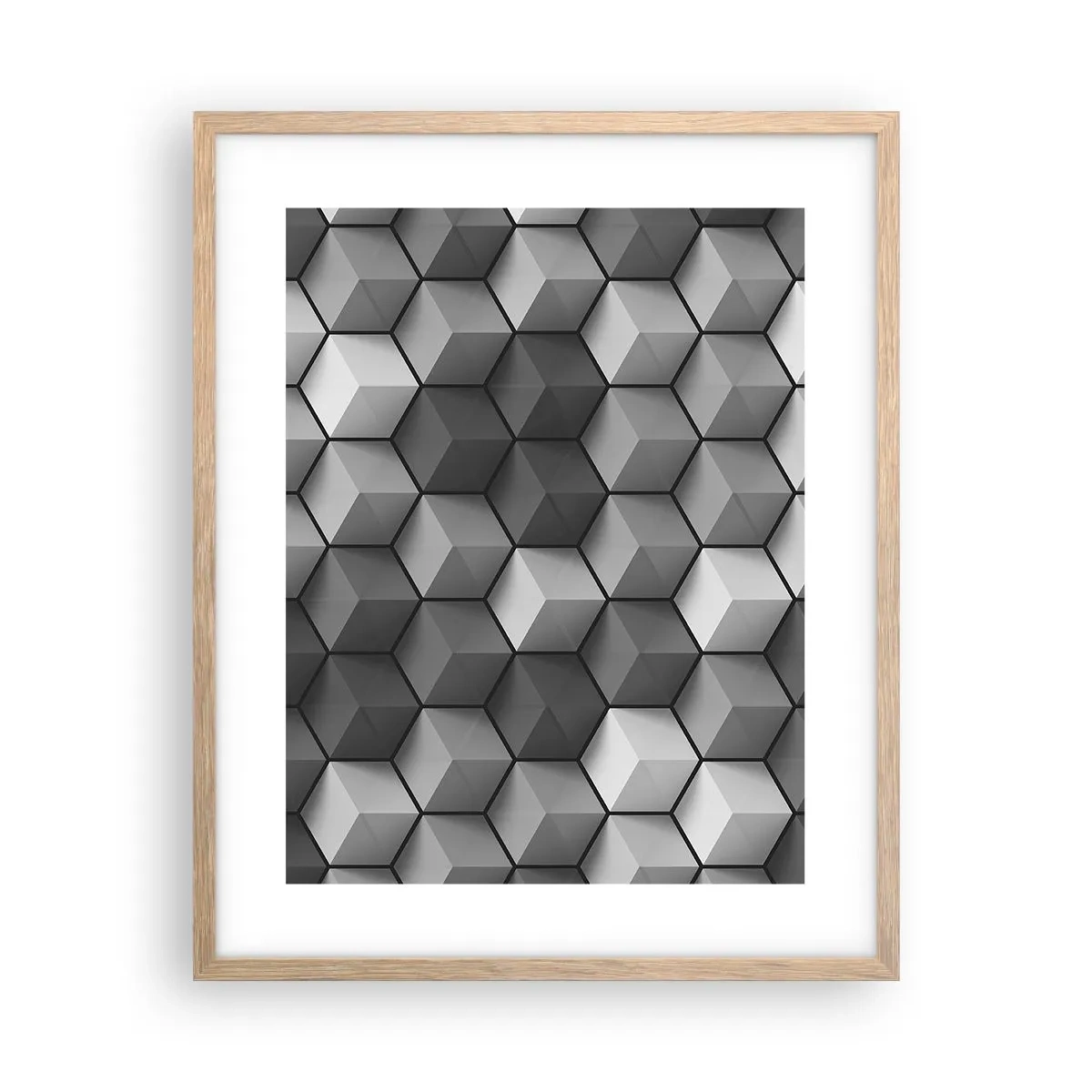 Póster en marco roble claro - Rompecabezas cubista - 40x50 cm