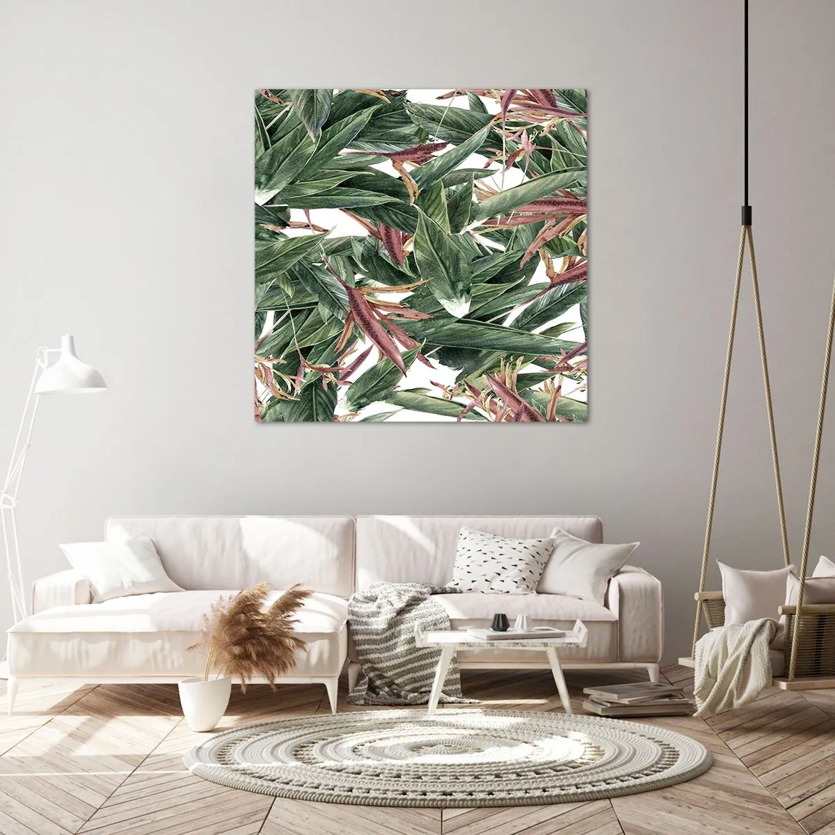Cuadro sobre lienzo - Impresión de Imagen - Naturaleza esmeralda y lila - 70x70 cm