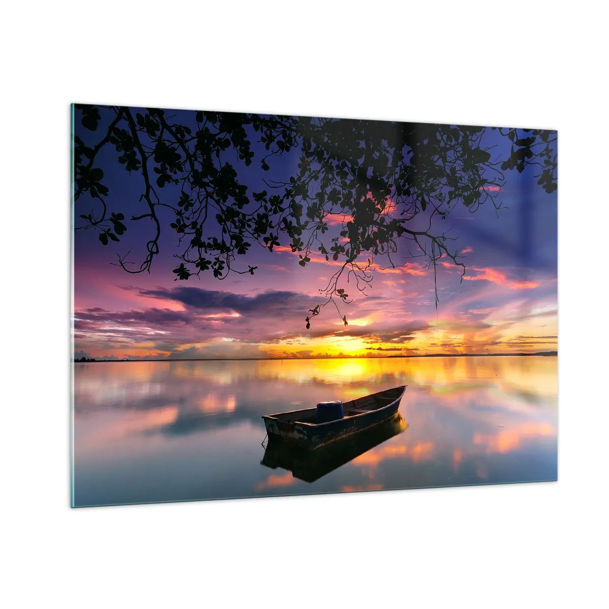 Cuadro sobre vidrio - Impresiones sobre Vidrio - Pareces estar colgado en medio de un círculo celestial… - 100x70cm - Un cielo de ensueño - Decoración de pared moderna para salón y dormitorio ARTTOR