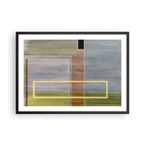 Póster en marco negro - Composición geométrica en colores pastel con rectángulos. - 70x50cm - Recto y tranquilo - Decoración de pared moderna para salón y dormitorio ARTTOR