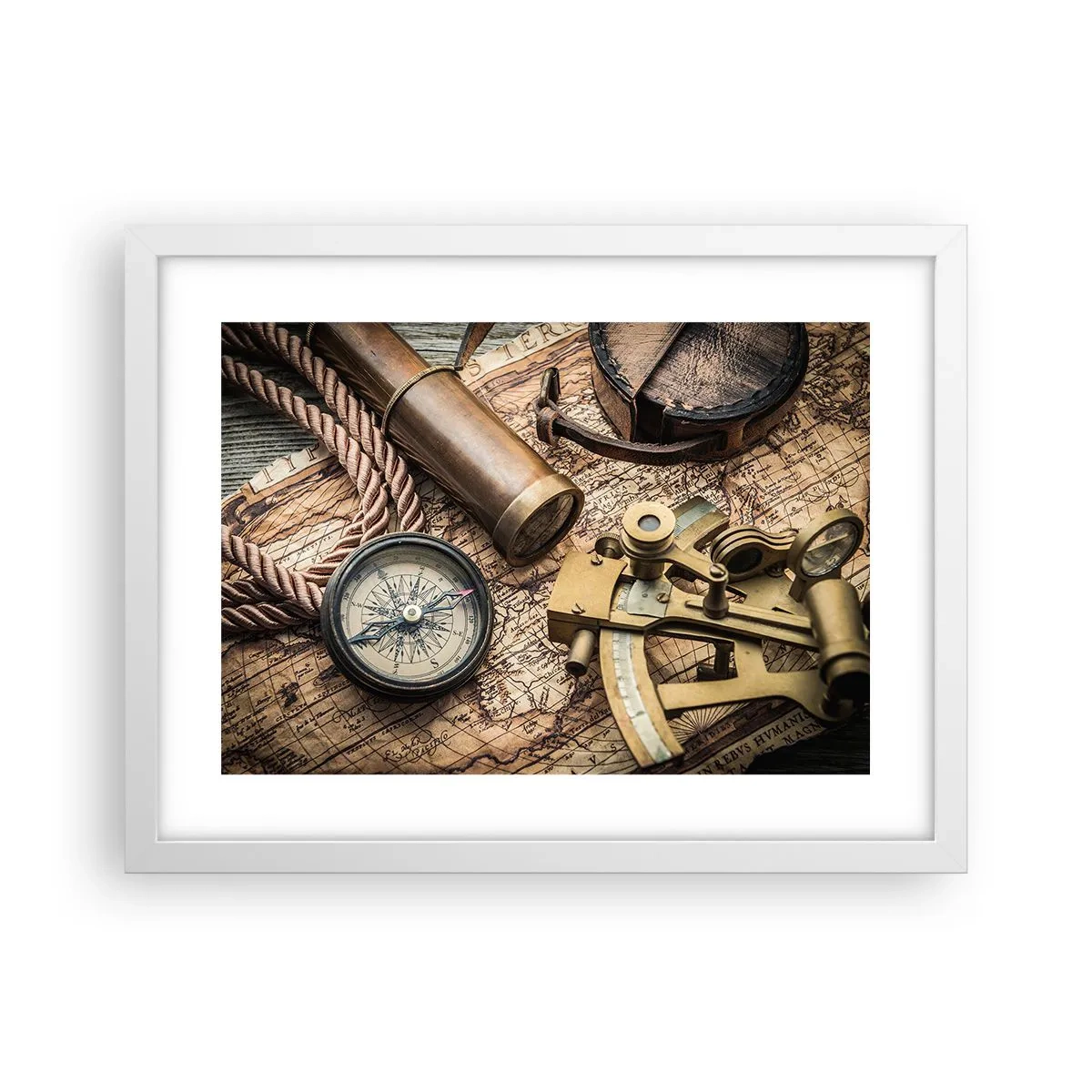 Póster en marco blanco - Establecer un rumbo - 40x30 cm