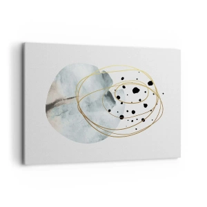 Cuadro sobre lienzo - Impresión de Imagen - Abstracción minimalista con patrón geométrico y líneas doradas. - 100x70cm - El concepto del espacio - Decoración de pared moderna para salón y dormitorio ARTTOR