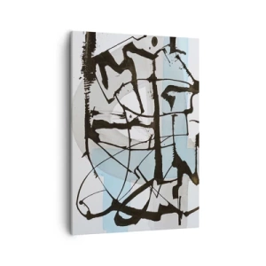 Cuadro sobre lienzo - Impresión de Imagen - Líneas y formas abstractas en azul y negro. - 50x70cm - Azul a pesar de todo - Decoración de pared moderna para salón y dormitorio ARTTOR