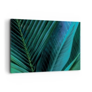 Cuadro sobre lienzo - Impresión de Imagen - Primer plano de hojas verdes tropicales - 100x70cm - Anatomía del verde - Decoración de pared moderna para salón y dormitorio ARTTOR