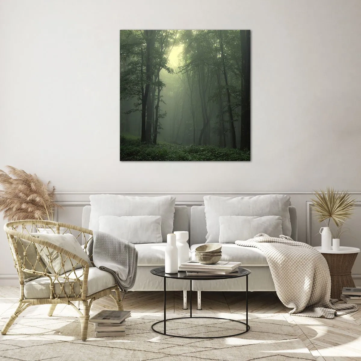 Cuadro sobre vidrio - Impresiones sobre Vidrio - Antes de que se despierte el bosque - 70x70 cm