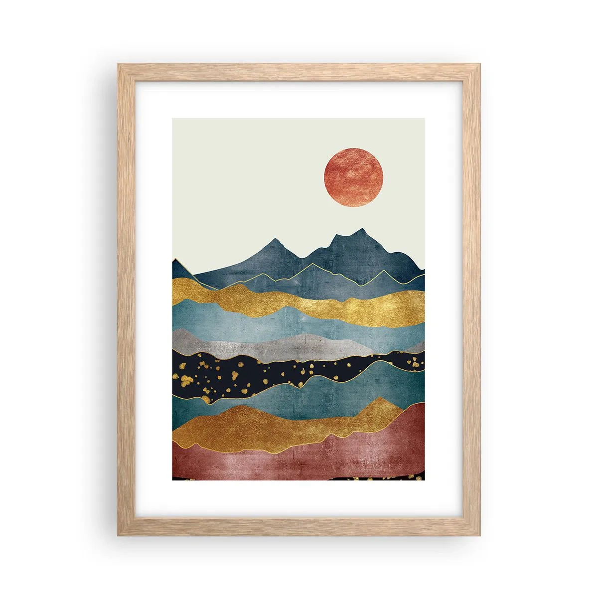 Póster en marco roble claro - Sección transversal del mundo - 30x40 cm