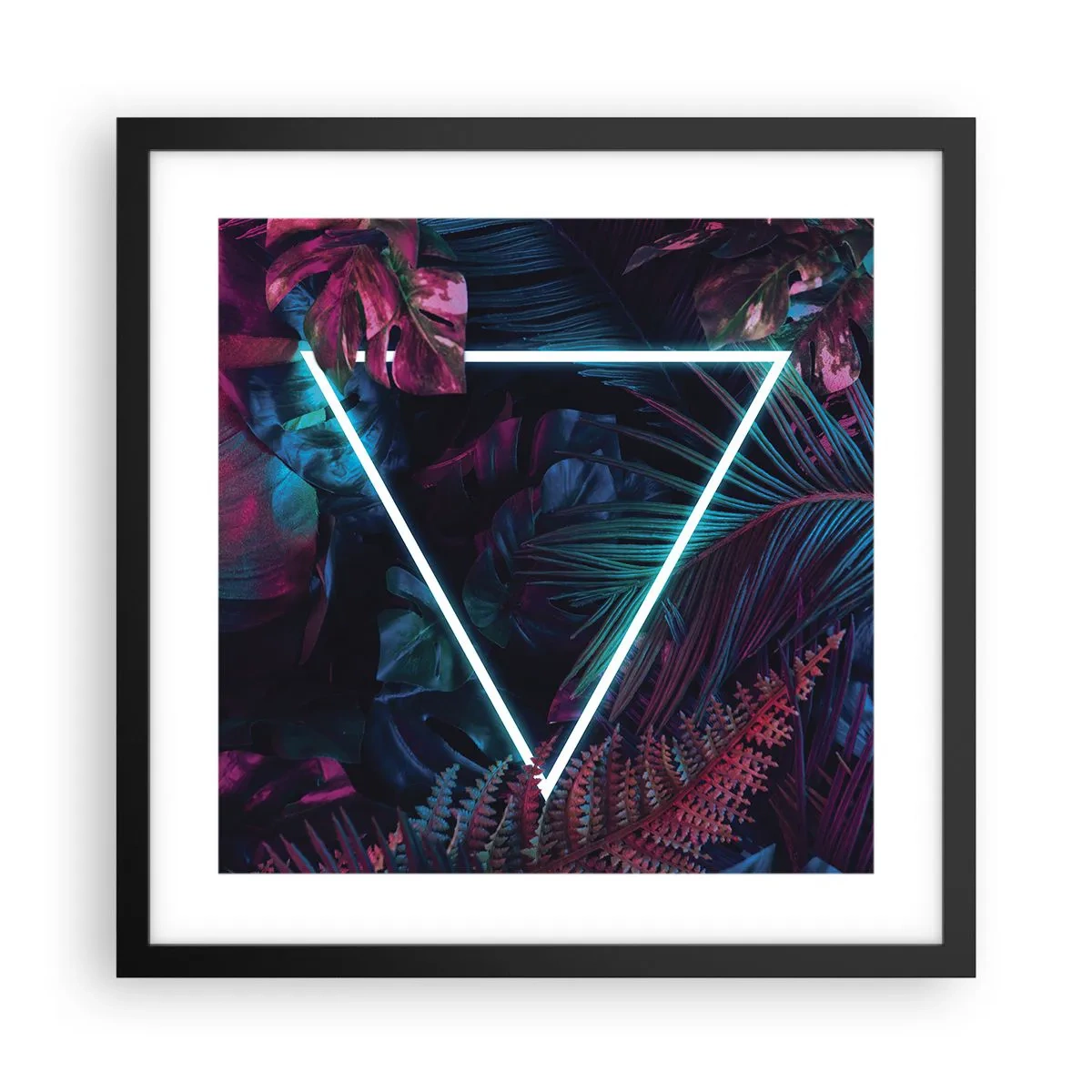 Póster en marco negro - Jardín fluorescente - 40x40 cm