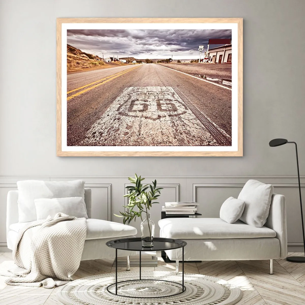 Póster en marco roble claro - Mother Road: una leyenda americana - 50x40 cm