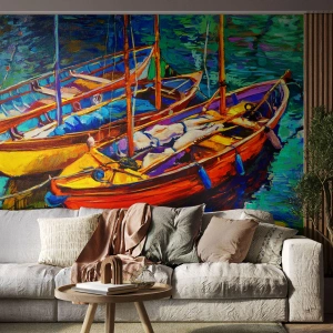 Fotomural Premium Canvas - Sobre el agua espesa de color - Lodz, Velero, Mar - 250x175 cm