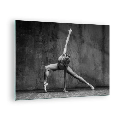 Cuadro sobre vidrio - Impresiones sobre Vidrio - Una bailarina en pose artística. - 70x50cm - Equilibrio perfecto - Decoración de pared moderna para salón y dormitorio ARTTOR